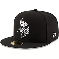 Minnesota Vikings White on Black Basic New Era 59FIFTY Fitted Hat