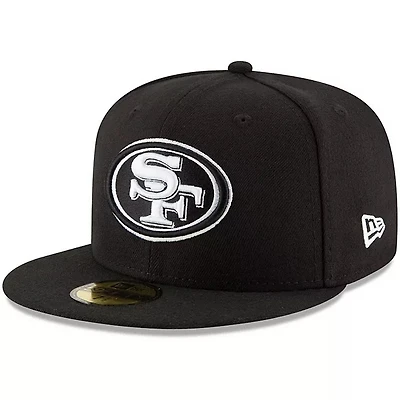 San Francisco 49ers White on Black Basic New Era 59FIFTY Fitted Hat