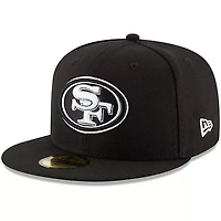 San Francisco 49ers White on Black Basic New Era 59FIFTY Fitted Hat