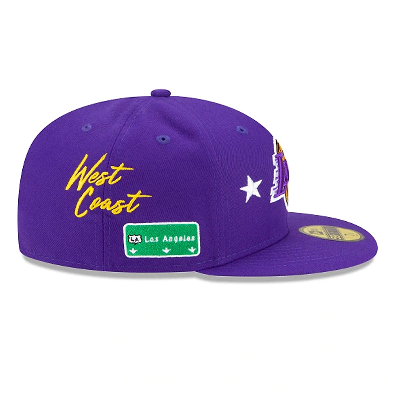 Los Angeles Lakers Purple City Transit Gray UV New Era NBA 59FIFTY Fitted Hat