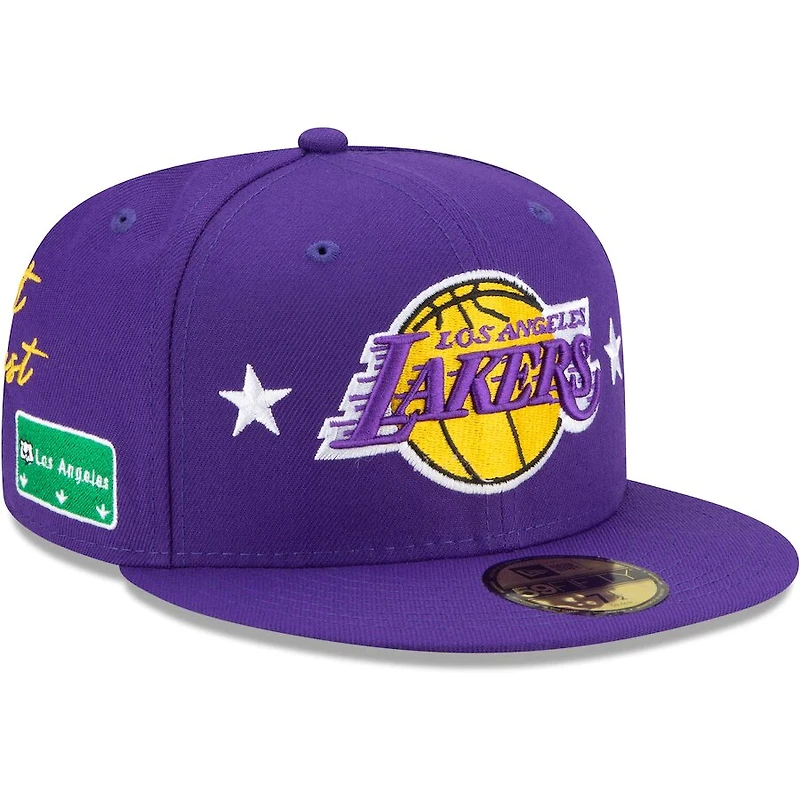 Los Angeles Lakers Purple City Transit Gray UV New Era NBA 59FIFTY Fitted Hat
