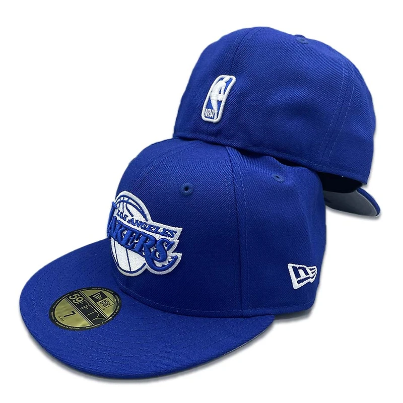 Los Angeles Lakers Royal Blue Ball Logo Gray UV 59FIFTY Fitted Hat