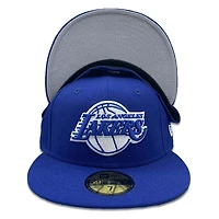 Los Angeles Lakers Royal Blue Ball Logo Gray UV 59FIFTY Fitted Hat