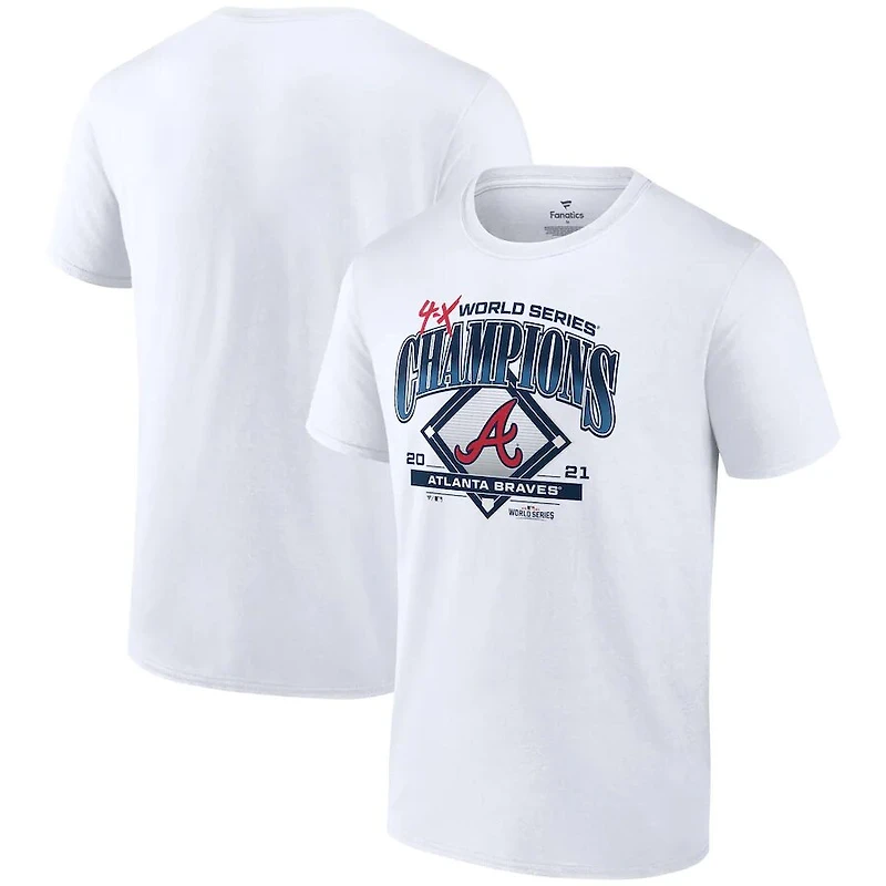 Atlanta Braves 4-Time World Series Champions Trophy White Mens Shirt