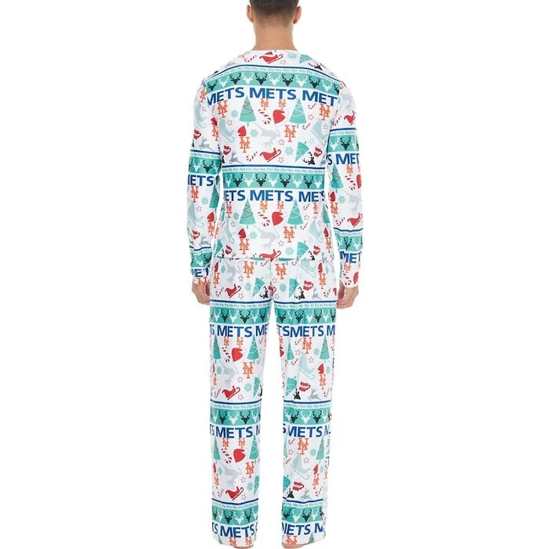 New York Mets Concepts Sport Mens Holiday Advent Pant and Long Sleeve T-Shirt Sleep Set