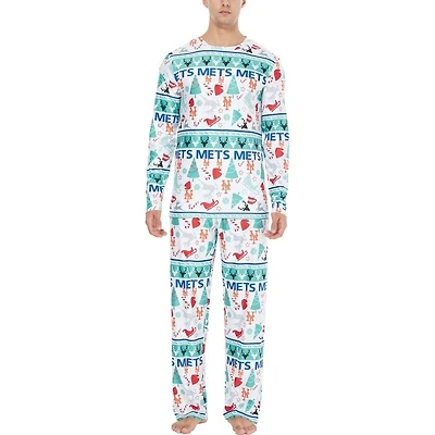New York Mets Concepts Sport Mens Holiday Advent Pant and Long Sleeve T-Shirt Sleep Set