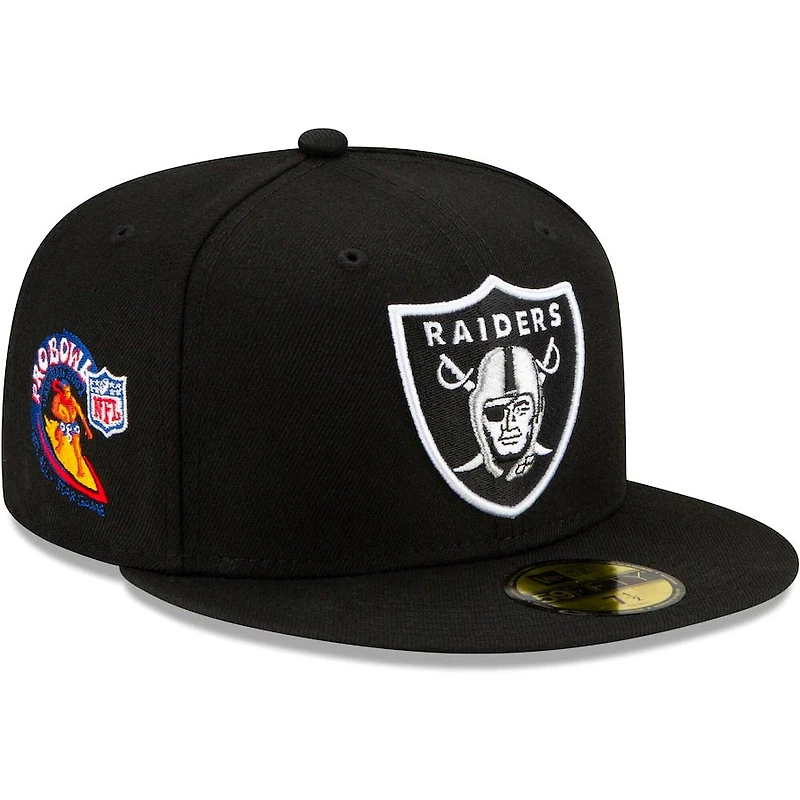 Las Vegas Raiders Black 2001 Pro Bowl Side Patch Gray UV NFL 59FIFTY Fitted Hat