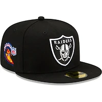 Las Vegas Raiders Black 2001 Pro Bowl Side Patch Gray UV NFL 59FIFTY Fitted Hat