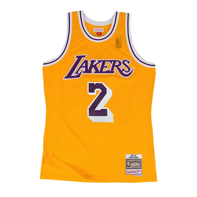 Los Angeles Lakers Derek Fisher Mitchell & Ness 1996-97 Hardwood Classics Swingman Gold Jersey