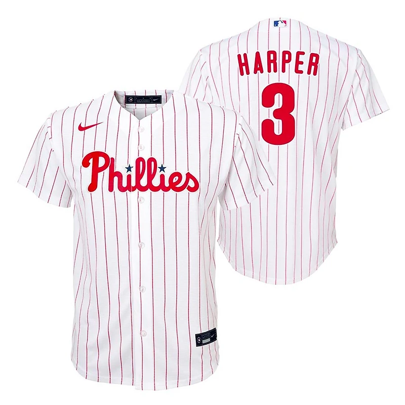 Youth Philadelphia Phillies Bryce Harper Nike White Red Pinstripes Player Jersey