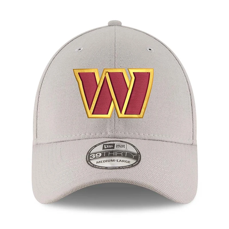 Washington Commanders New Era Gray Basic 39THIRTY Flex Fit Hat
