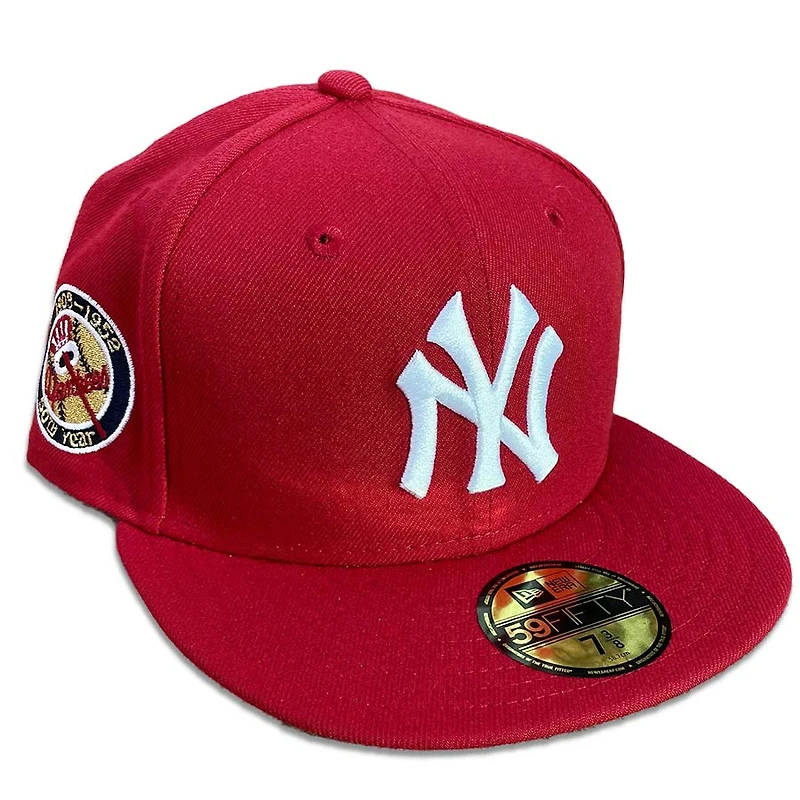 New York Yankees Red Pinot 50th Year Side Patch Metallic Gold UV 59FIFTY Fitted Hat