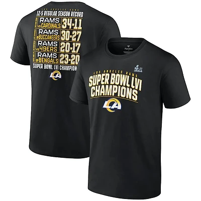 Los Angeles Rams Black Super Bowl LVI Champions Schedule T-Shirt
