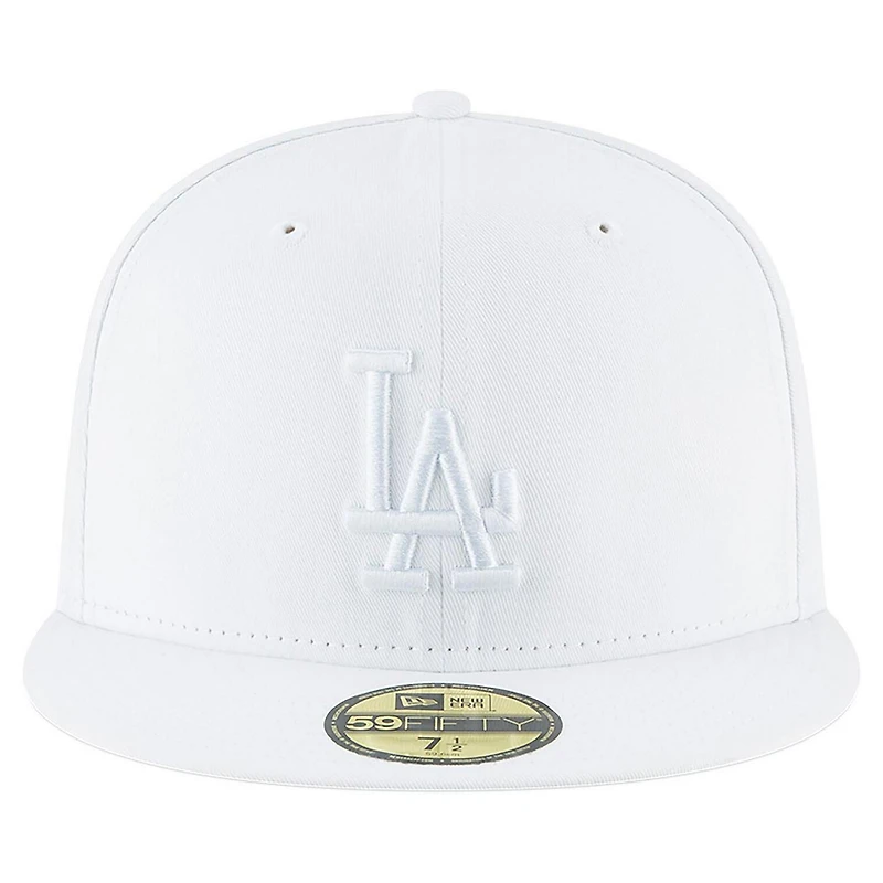 Los Angeles Dodgers Primary Logo Basic All White New Era 59FIFTY Fitted Hat