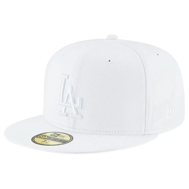 Los Angeles Dodgers Primary Logo Basic All White New Era 59FIFTY Fitted Hat