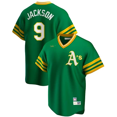 Oakland Athletics Reggie Jackson Green Road Nike V-Neck Cooperstown Collection Player Jersey