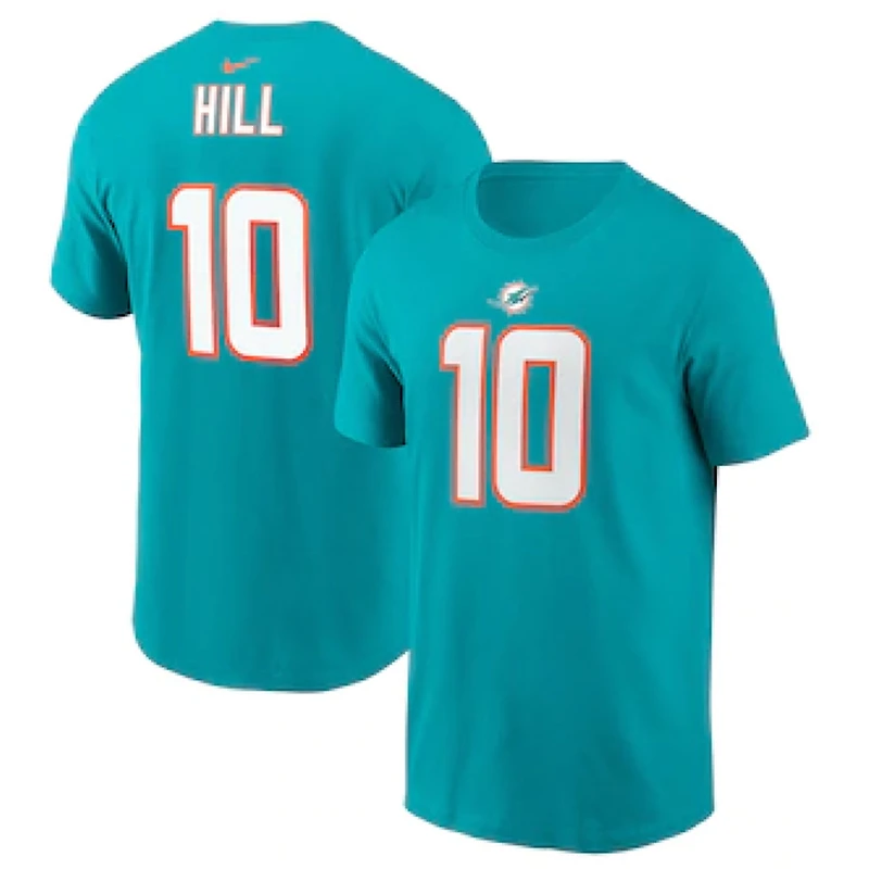 Miami Dolphins Tyreek Hill Nike Aqua Player Name & Number T-Shirt