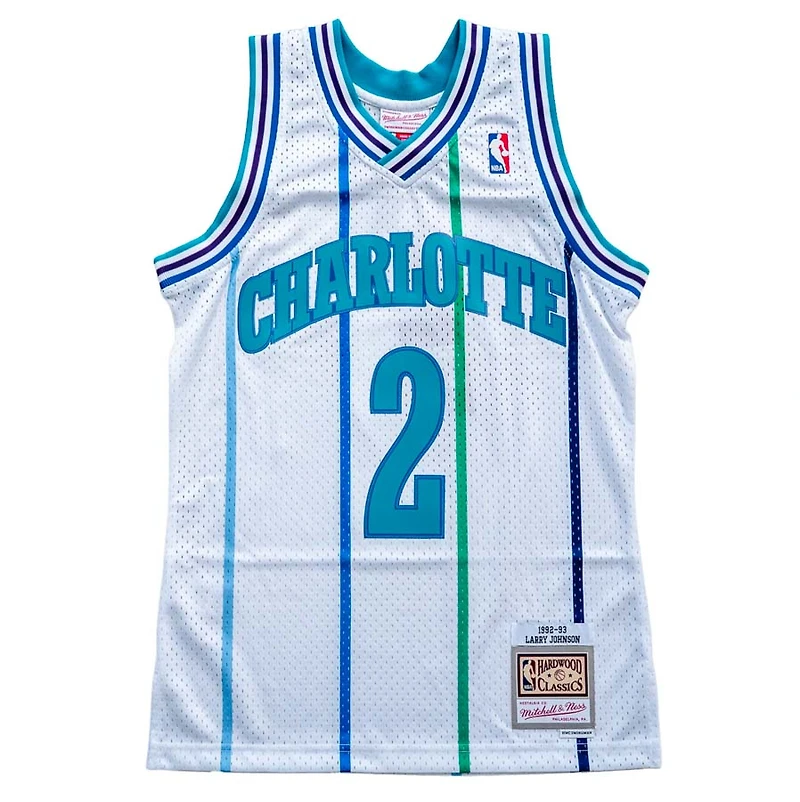 Charlotte Hornets Larry Johnson Mitchell & Ness 1992-93 Hardwood Classics Swingman Player White Jersey