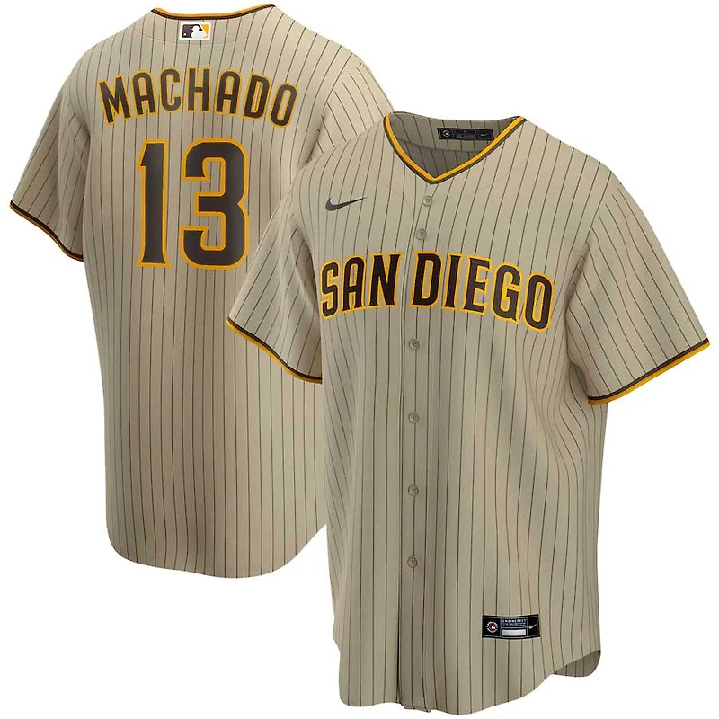 San Diego Padres Manny Machado Nike Tan Pinstripe Alternate Player Jersey