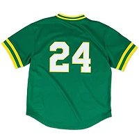 Oakland Athletics Rickey Henderson Mitchell & Ness 1991 Green Cooperstown Mesh Pullover Jersey