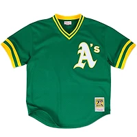 Oakland Athletics Rickey Henderson Mitchell & Ness 1991 Green Cooperstown Mesh Pullover Jersey