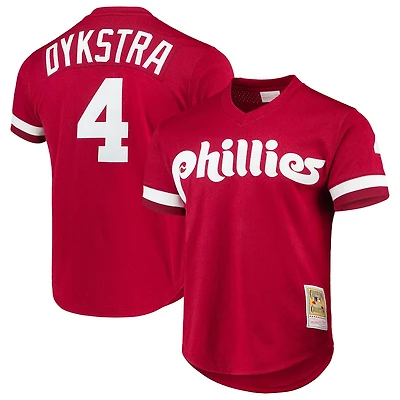 Philadelphia Phillies Lenny Dykstra Mitchell & Ness Maroon Cooperstown Mesh Pullover Jersey