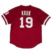 Philadelphia Philles John Kruk Mitchell & Ness 1991 Maroon Mesh Pullover Jersey