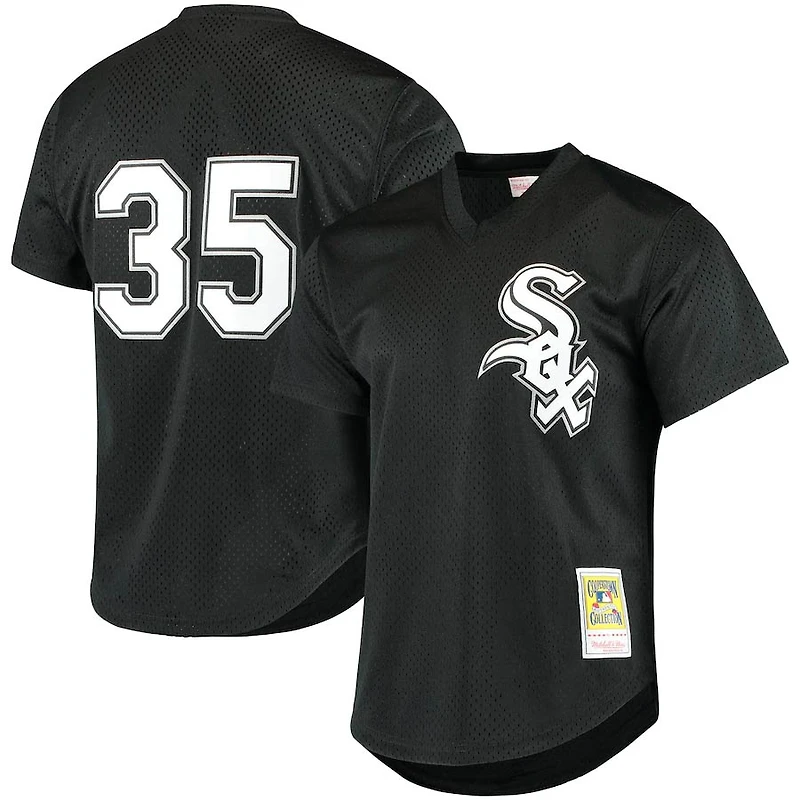 Chicago White Sox Frank Thomas Mitchell & Ness 1993 Black Mesh Pullover Jersey