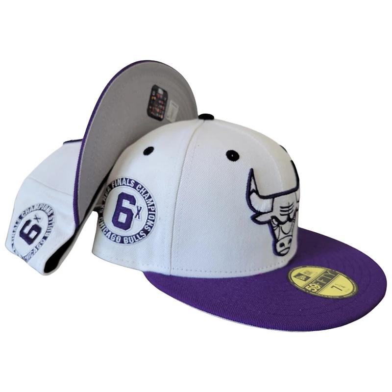 Chicago Bulls White Two Tone 6x Champs Gray UV NBA 59FIFTY Fitted Hat