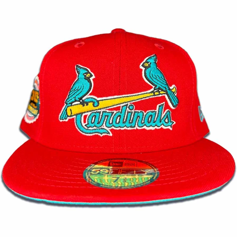 St Louis Cardinals Red 125th Anniversary Side Patch Teal UV 59FIFTY Fitted Hat
