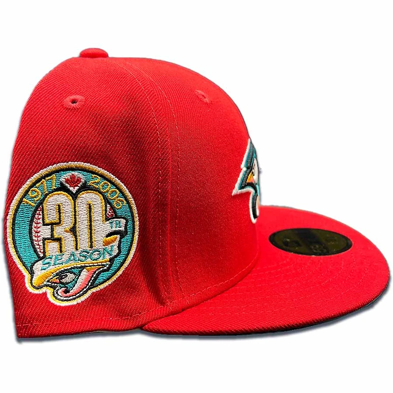 Toronto Blue Jays Red 30th Season Side Patch Teal UV 59FIFTY Fitted Hat
