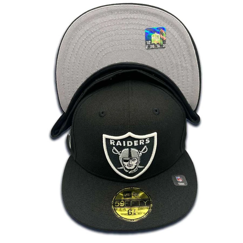 Las Vegas Raiders Black Banner Side Patch Gray UV NFL 59FIFTY Fitted Hat