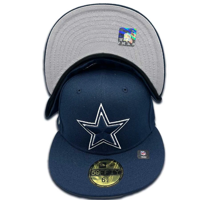 Dallas Cowboys Navy Banner Side Patch Gray UV NFL 59FIFTY Fitted Hat
