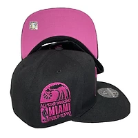 Miami Heat Black Eclipse All Star Weekend Side Patch Pink UV Mitchell & Ness Fitted Hat