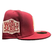 Los Angeles Dodgers Maroon Razzleberry 2020 WS Side Patch Pink UV 59FIFTY Fitted Hat