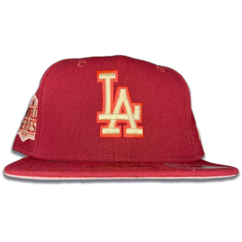 Los Angeles Dodgers Maroon Razzleberry 2020 WS Side Patch Pink UV 59FIFTY Fitted Hat