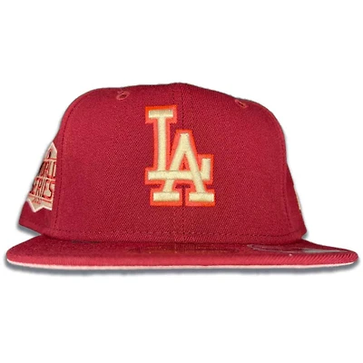 Los Angeles Dodgers Maroon Razzleberry 2020 WS Side Patch Pink UV 59FIFTY Fitted Hat