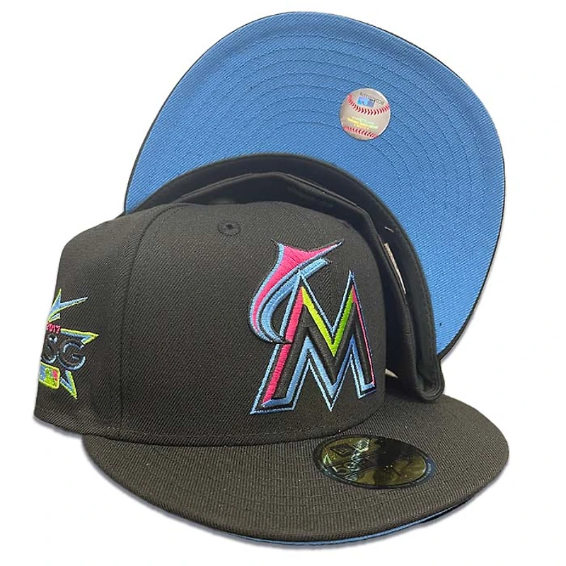 Miami Marlins Black 2017 ASG Patch Icy Blue UV Annual Clearance 59FIFTY Fitted Hat