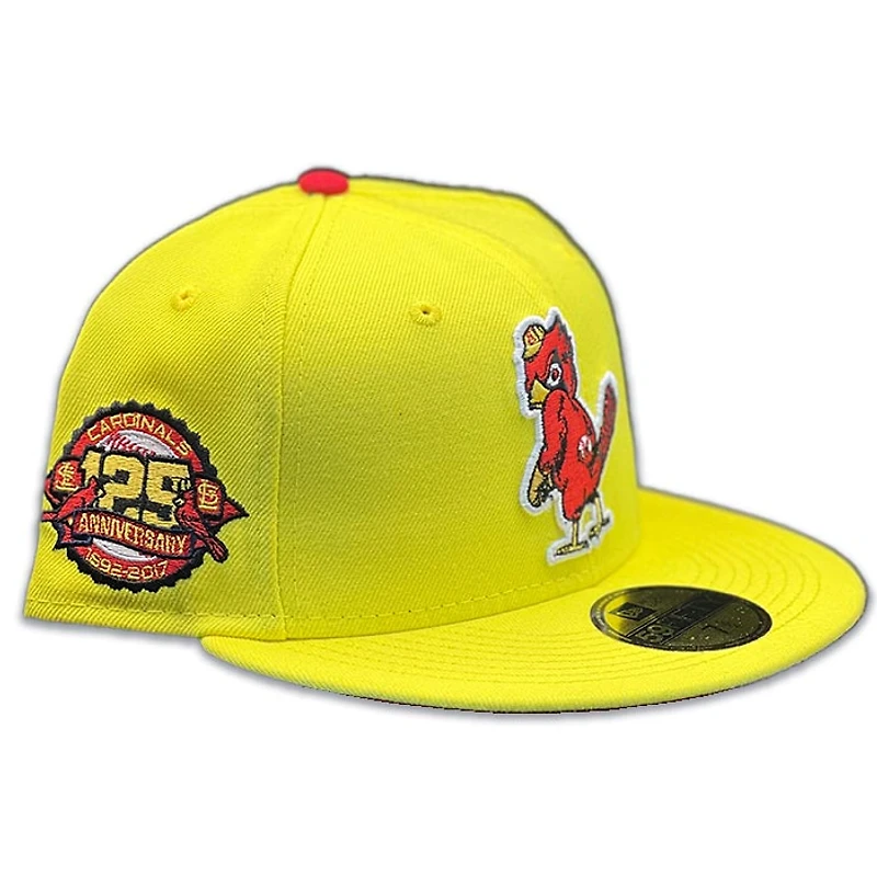 St Louis Cardinals Yellow Cooperstown 125th Anniversary Patch Red UV 59FIFTY Fitted Hat
