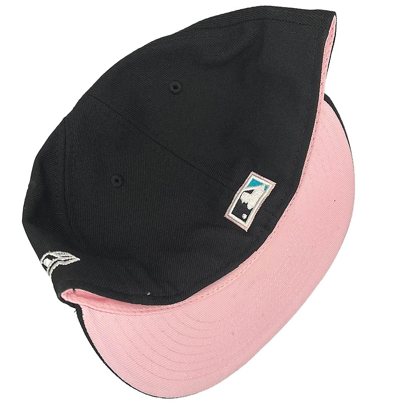 Florida Marlins Pro Image Exclusive Black 25th Year Patch Pink Sweatband and UV 59FIFTY Fitted Hat