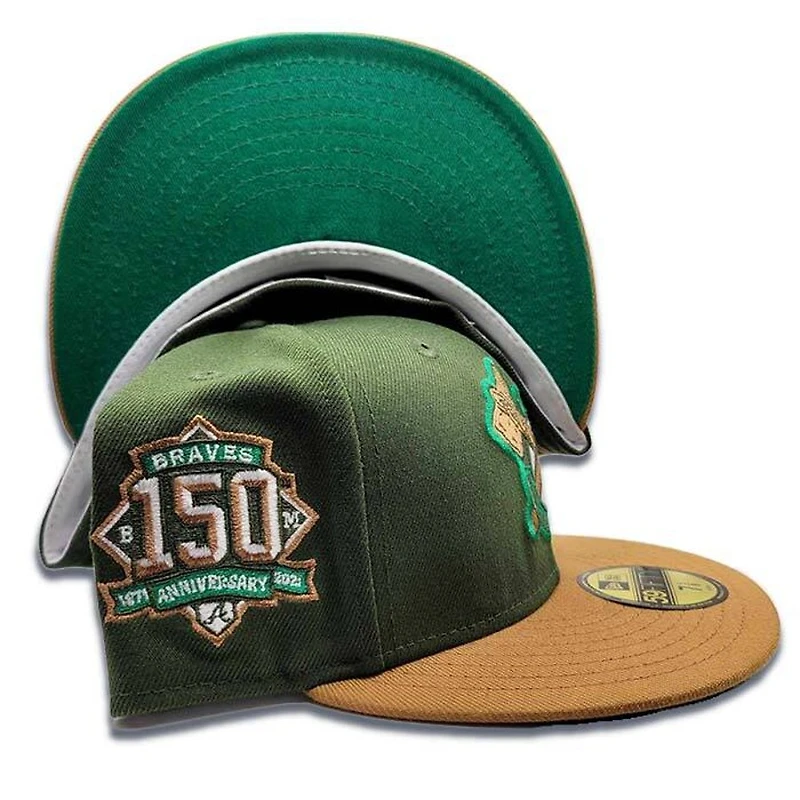 Atlanta Braves Tomahawk Earth Day 150th Anniversary Patch Green UV 59FIFTY Fitted Hat