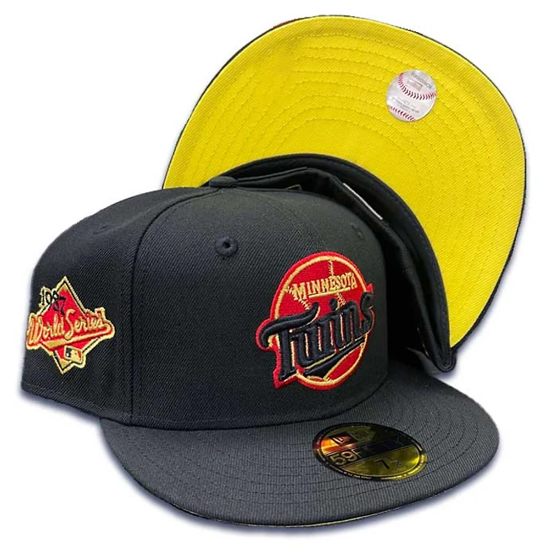 Minnesota Twins Black Solar Eclipse 1987 World Series Bright Yellow UV Annual Clearance 59FIFTY Fitted Hat