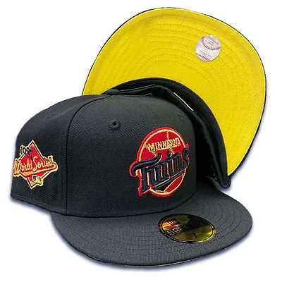 Minnesota Twins Black Solar Eclipse 1987 World Series Bright Yellow UV Annual Clearance 59FIFTY Fitted Hat