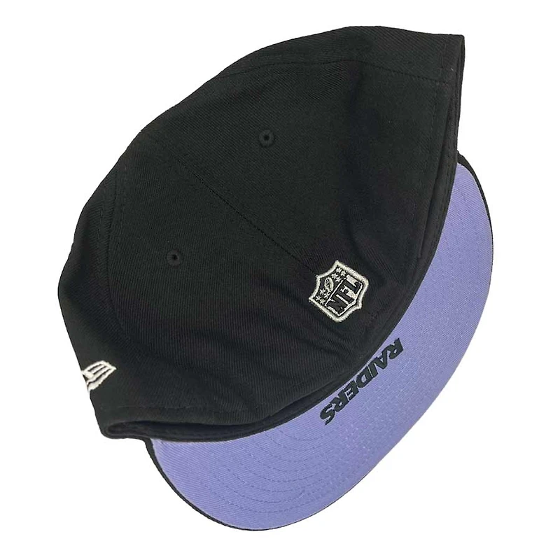 Las Vegas Raiders Pro Image Exclusive Black Oversize Patch Lavender Purple UV 59FIFTY Fitted Hat