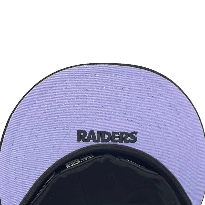 Las Vegas Raiders Pro Image Exclusive Black Oversize Patch Lavender Purple UV 59FIFTY Fitted Hat