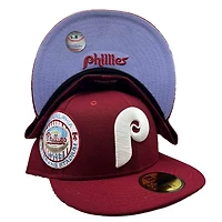 Philadephia Phillies Pro Image Exclusive Maroon Oversize Patch Lavender Purple UV 59FIFTY Fitted Hat