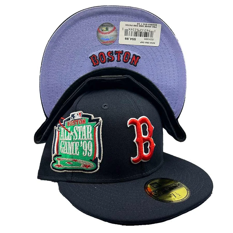 Boston Red Sox Pro Image Exclusive Navy Oversize Patch Lavender Purple UV 59FIFTY Fitted Hat