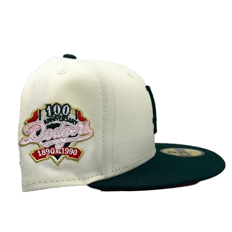 Los Angeles Dodgers Chrome Double Header 100th Anniversary Patch Red UV 59FIFTY Fitted Hat