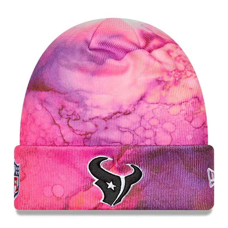 Houston Texans Pink Tie Dye 2022 NFL Cuffed Crucial Catch Knit Beanie Hat