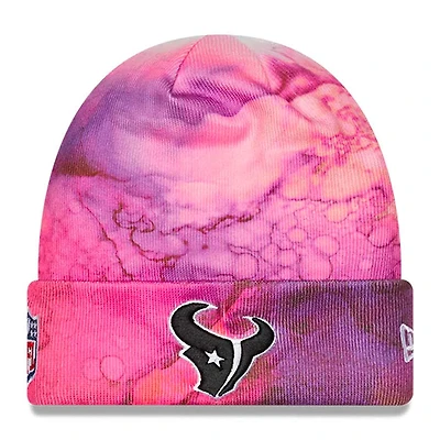 Houston Texans Pink Tie Dye 2022 NFL Cuffed Crucial Catch Knit Beanie Hat
